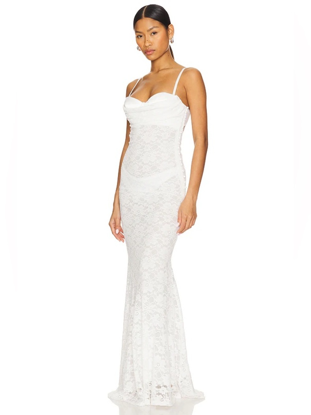 Revolve Superdown mercer maxi dress white Lace Size XL Shear Built in Bra